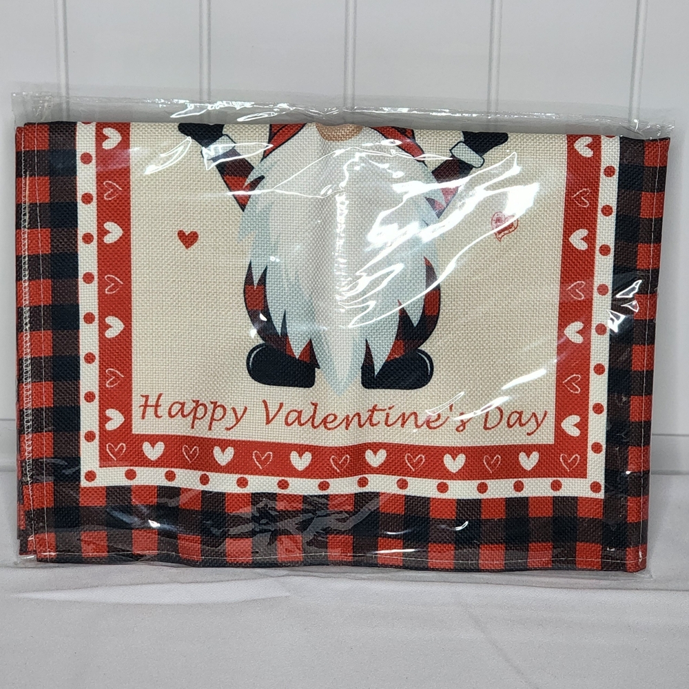 Valentine's Day Gnome 13x70 Burlap Table Runner